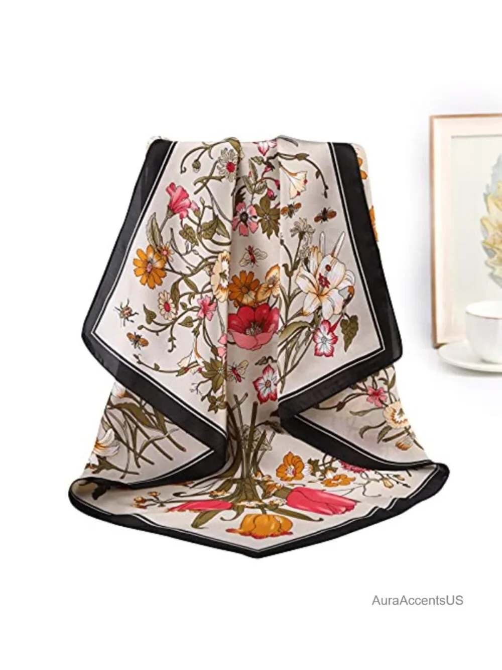 Satin Square Scarves for Women - 4 Pack Head Kerchiefs Hair Bandanas